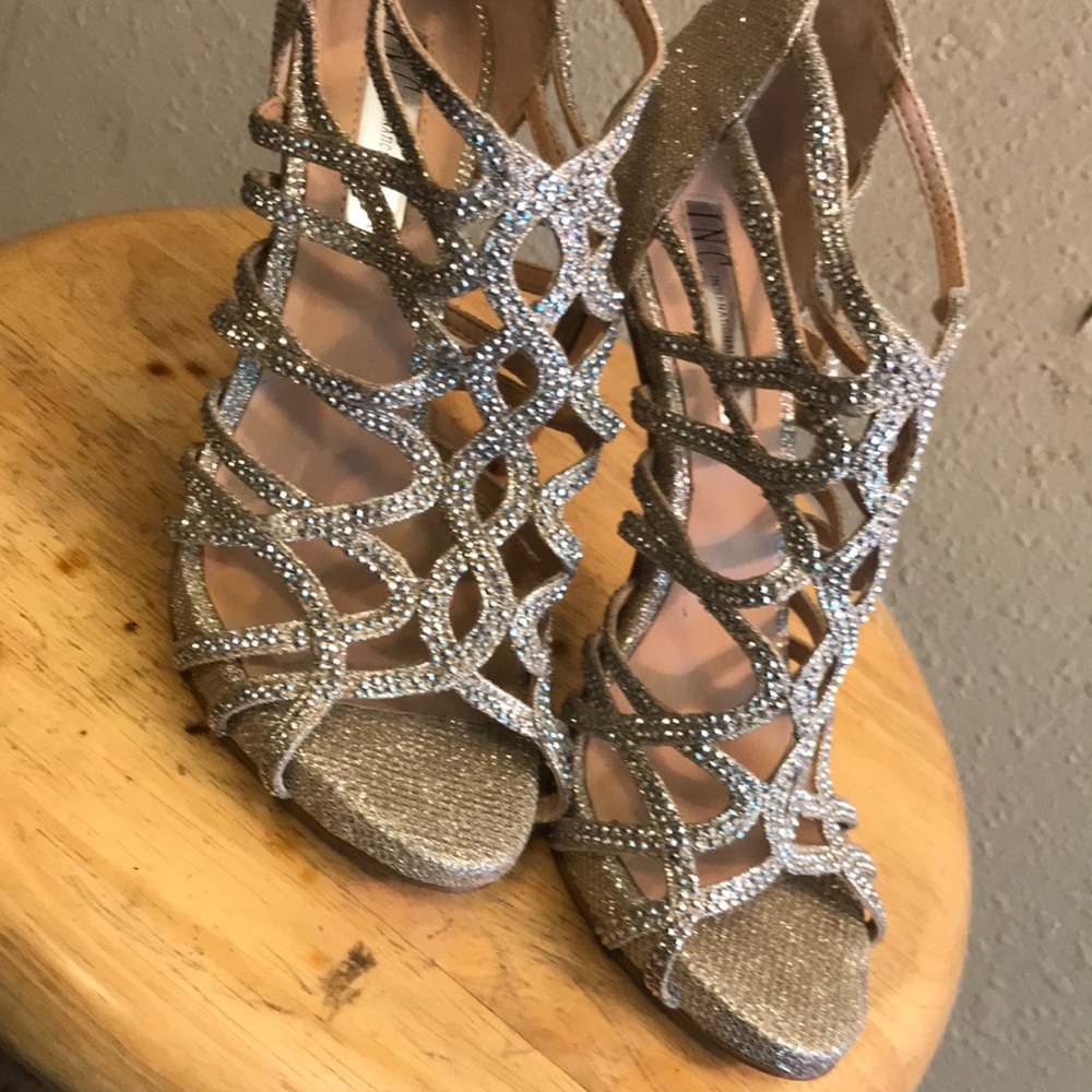 Gold sparkling heels